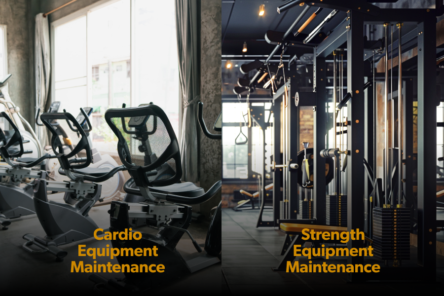 Cardio and strength equipment maintenance in a commercial gym preventative maintenance program